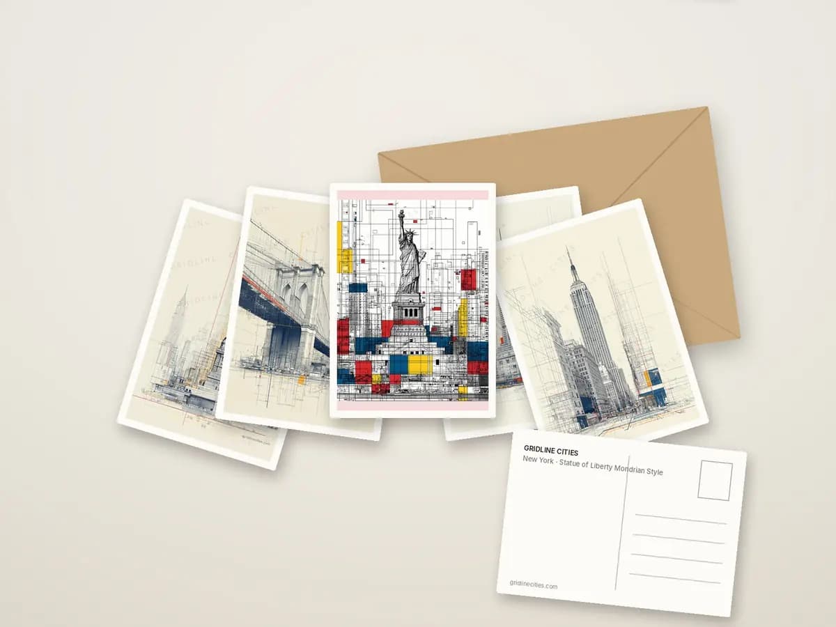 Statue of Liberty Mondrian Style as postcards