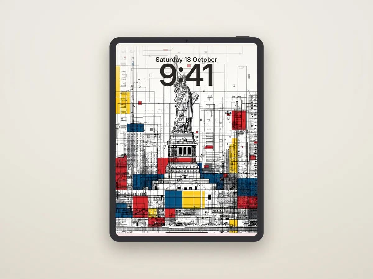 Statue of Liberty Mondrian Style as tablet wallpaper