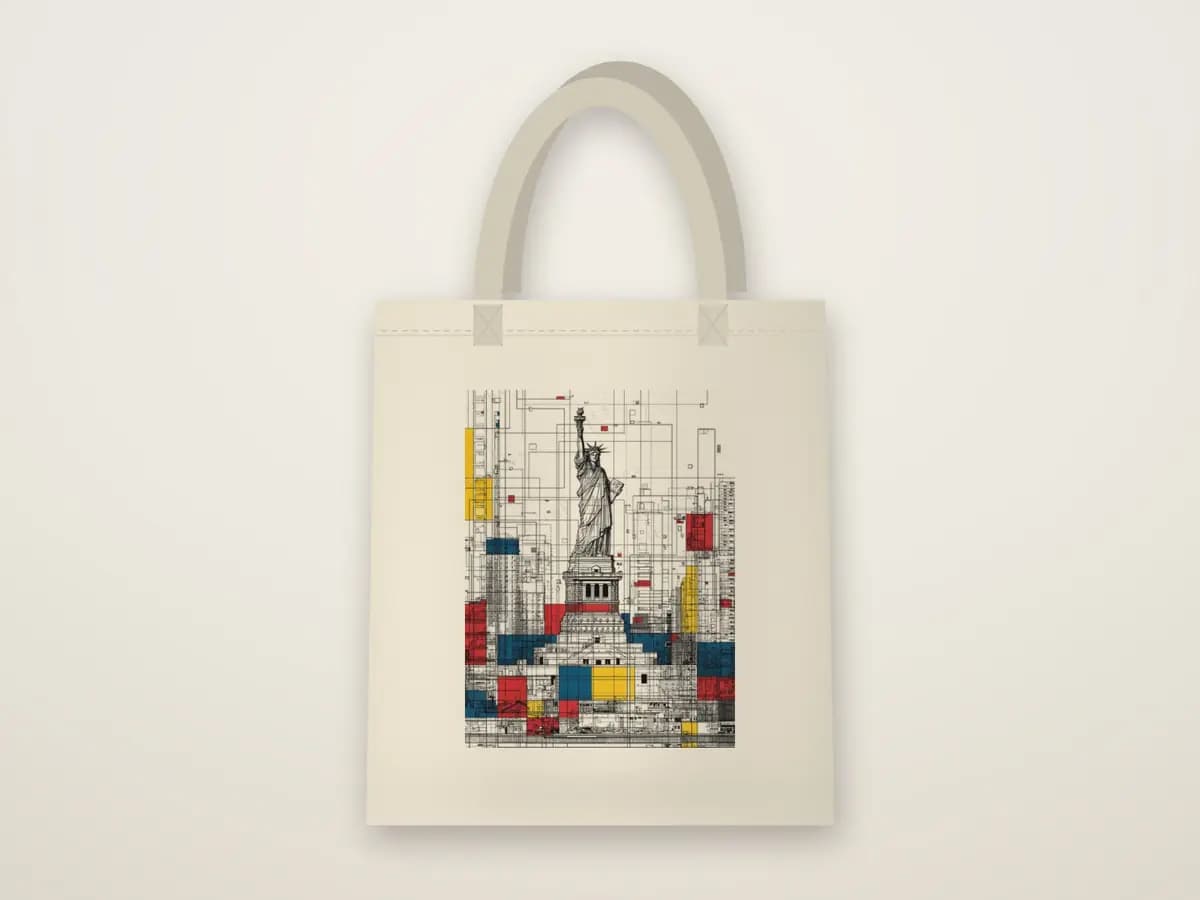 Statue of Liberty Mondrian Style as tote bag
