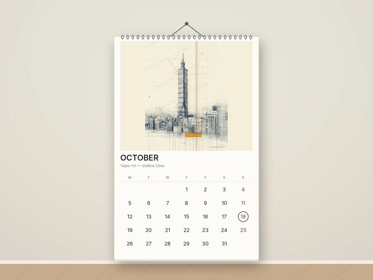 Taipei 101 as calendar
