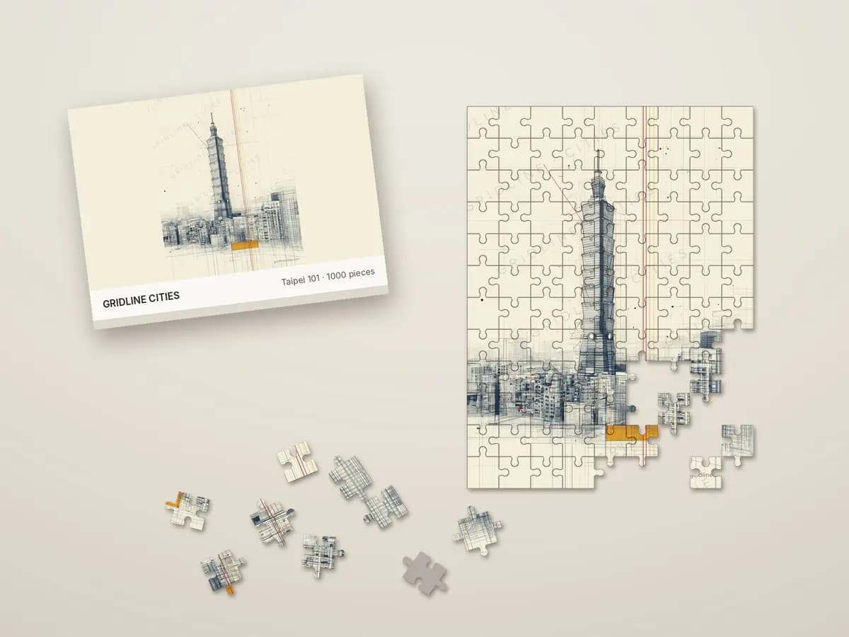 Taipei 101 as jigsaw puzzle