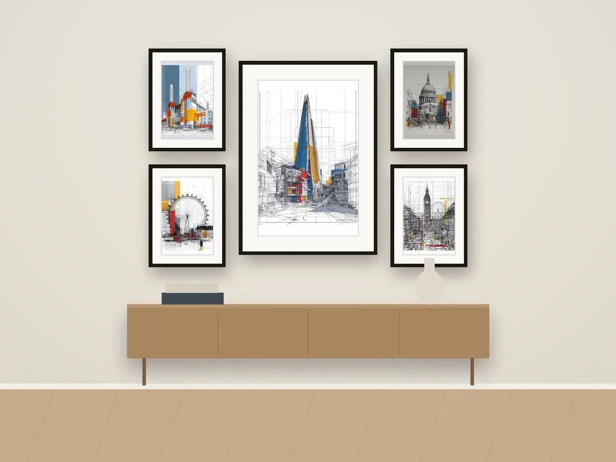 The Shard Mondrian Style as gallery wall