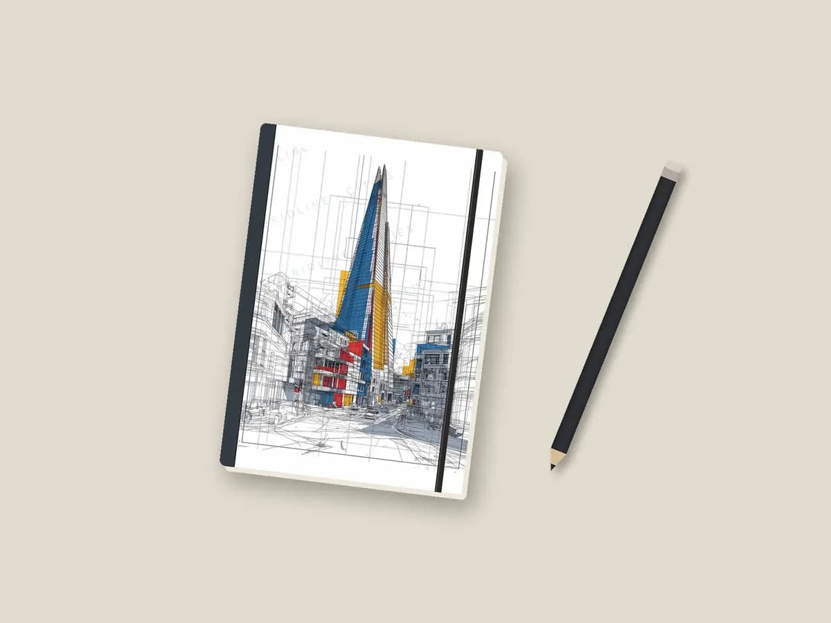The Shard Mondrian Style as notebook cover