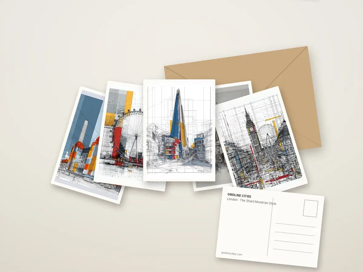 The Shard Mondrian Style as postcards