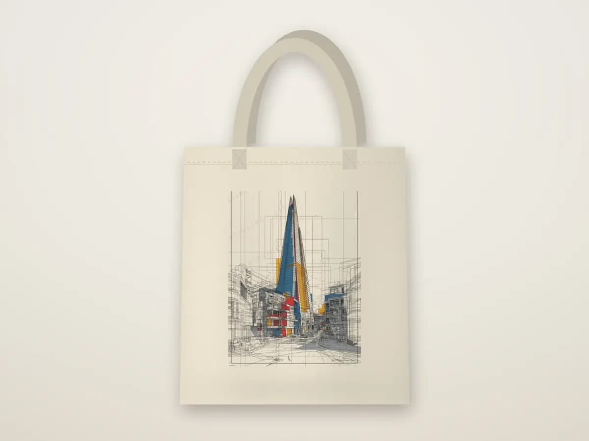 The Shard Mondrian Style as tote bag