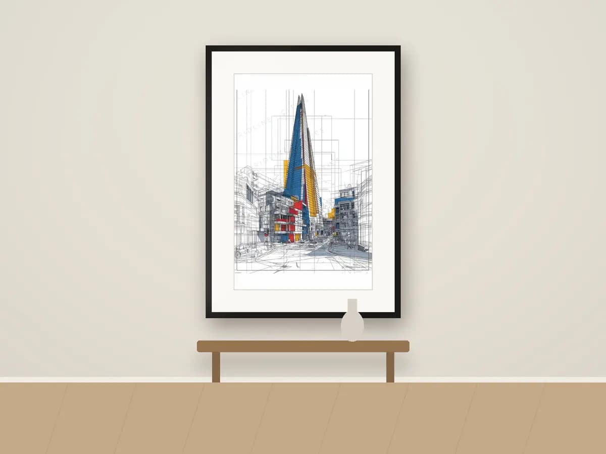 The Shard Mondrian Style as print & frame