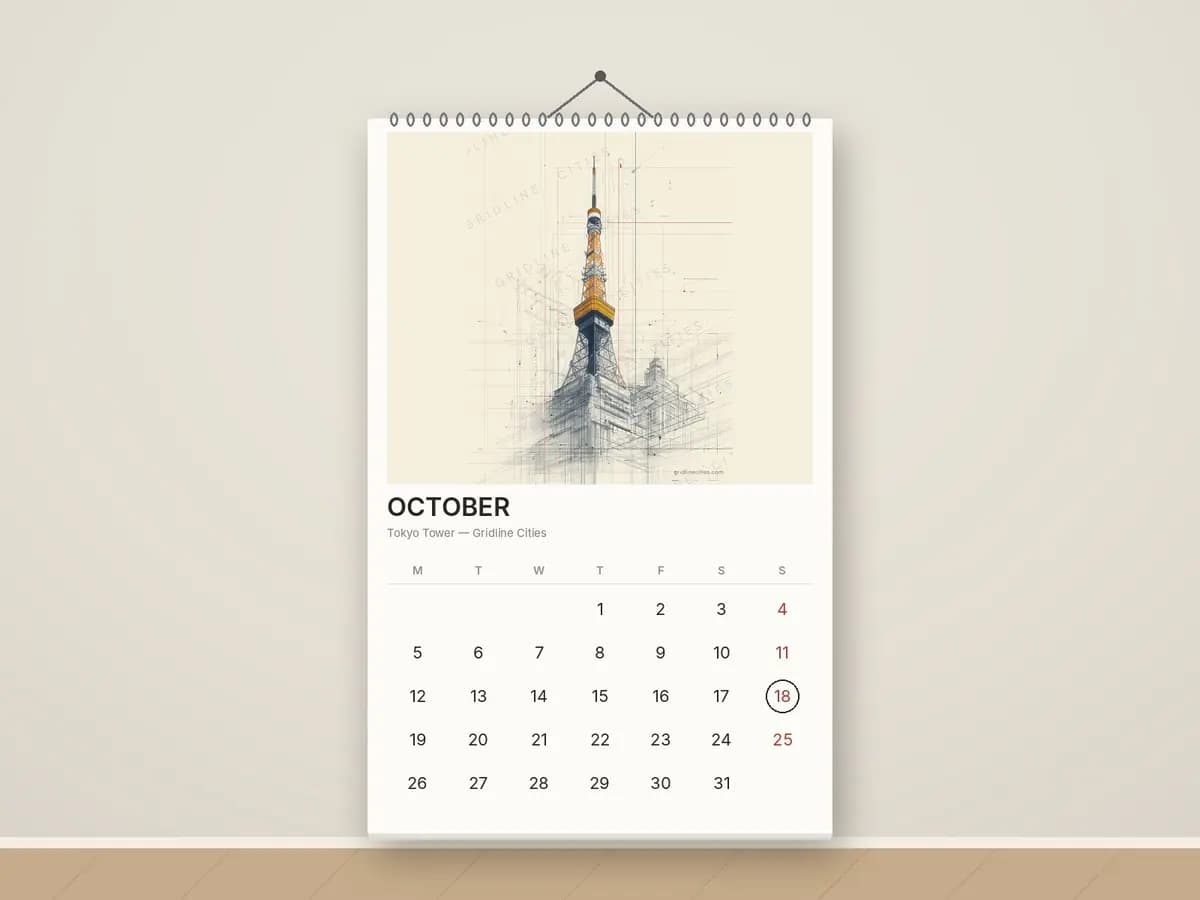 Tokyo Tower as calendar