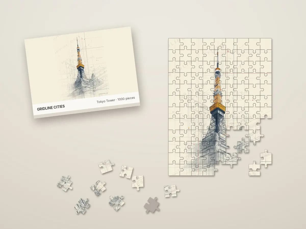 Tokyo Tower as jigsaw puzzle