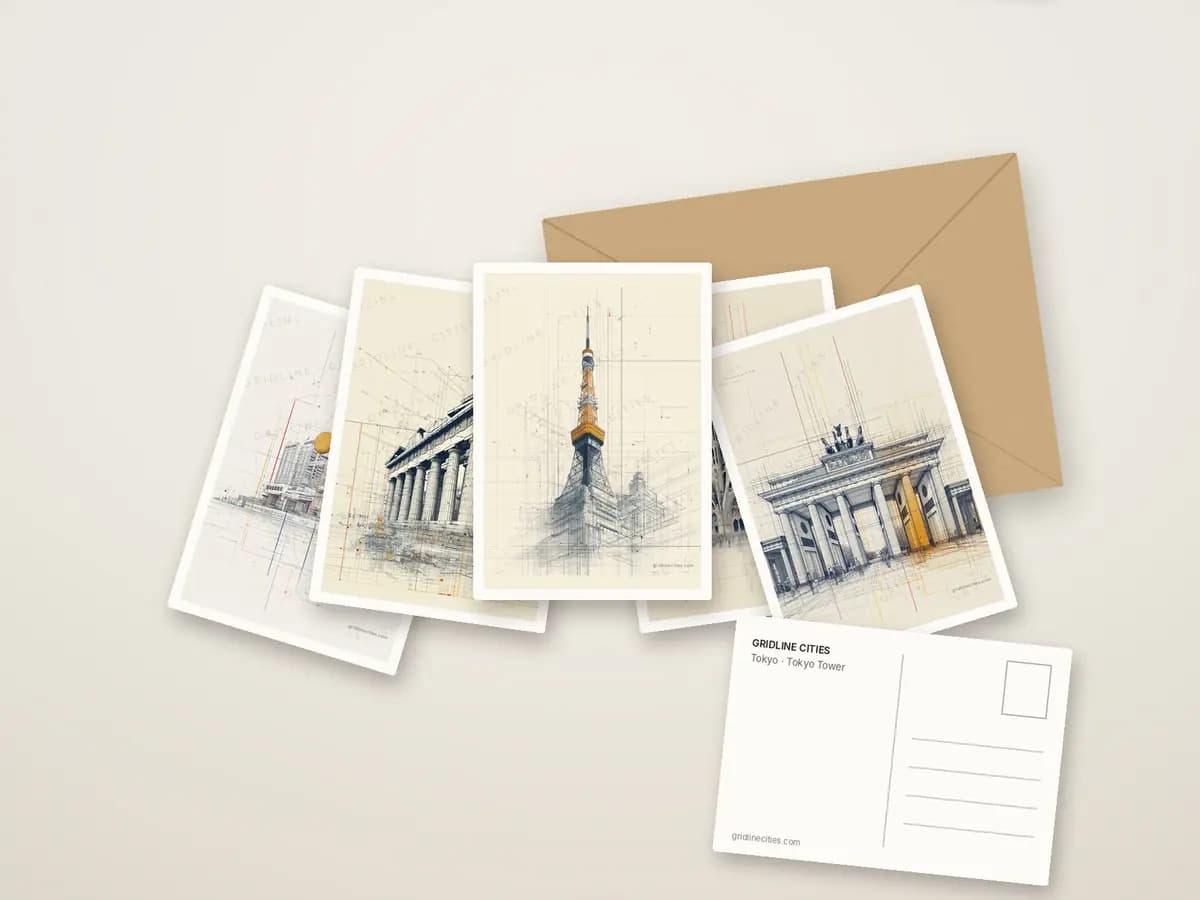Tokyo Tower as postcards