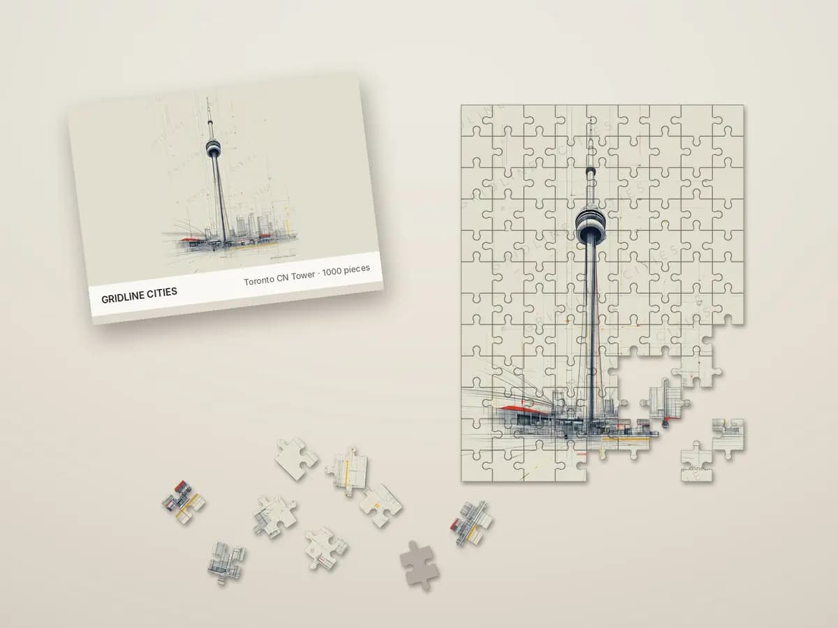 Toronto CN Tower as jigsaw puzzle