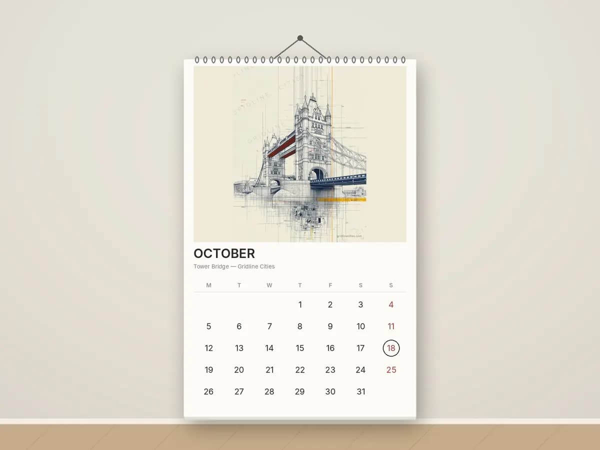 Tower Bridge as calendar
