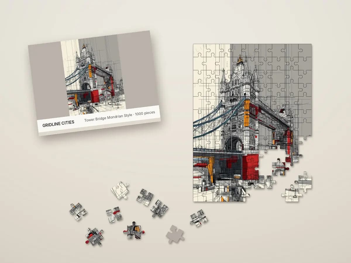 Tower Bridge Mondrian Style as jigsaw puzzle