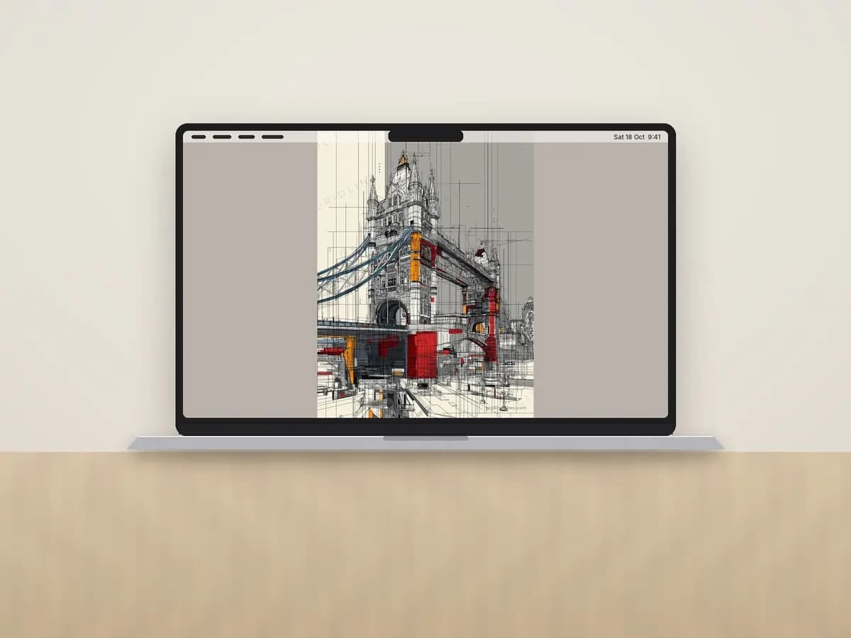 Tower Bridge Mondrian Style as desktop wallpaper