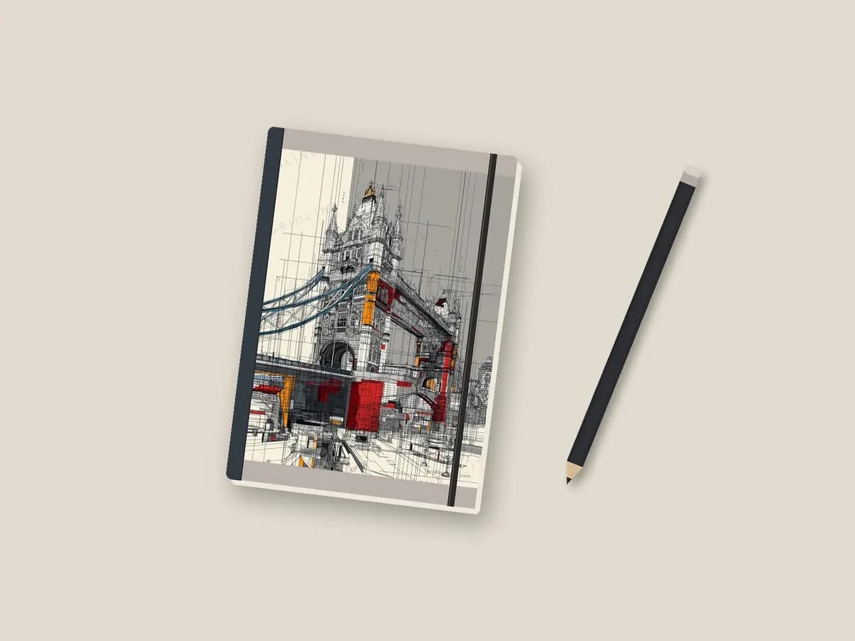Tower Bridge Mondrian Style as notebook cover