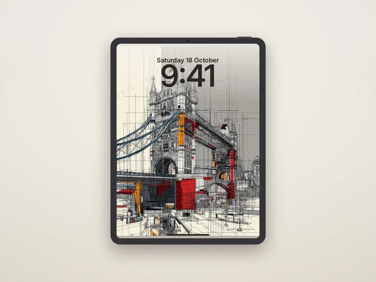 Tower Bridge Mondrian Style as tablet wallpaper