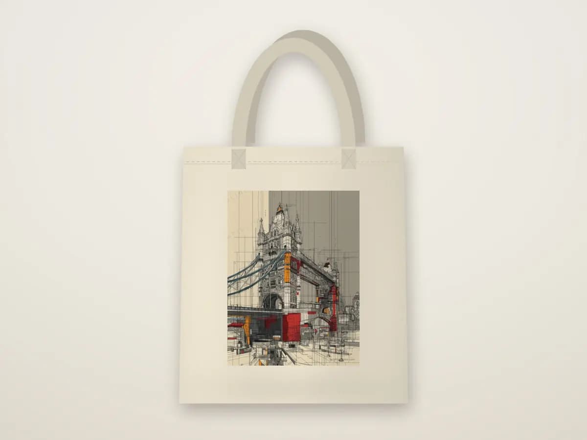 Tower Bridge Mondrian Style as tote bag