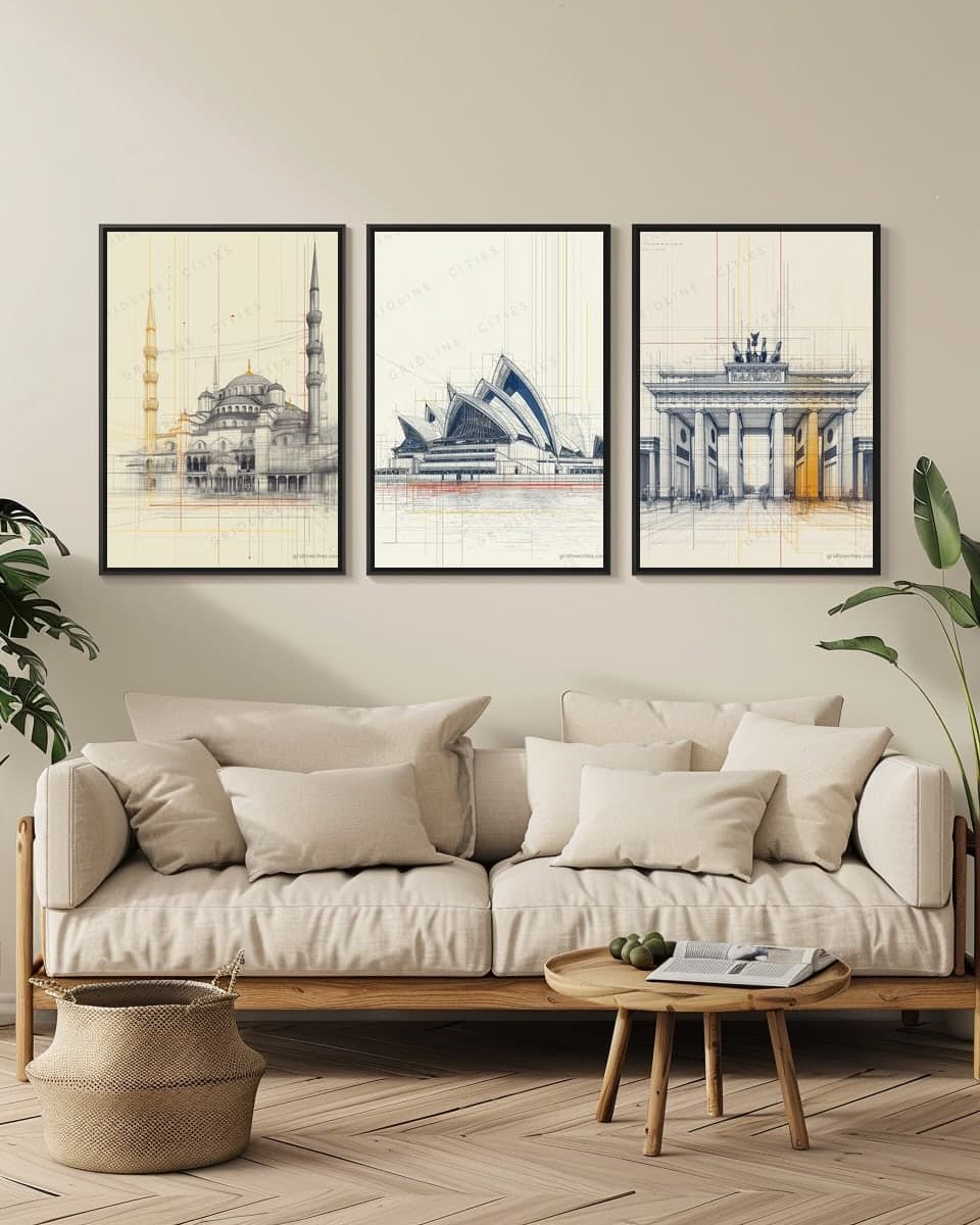 Sydney Operahouse in a living-room triptych