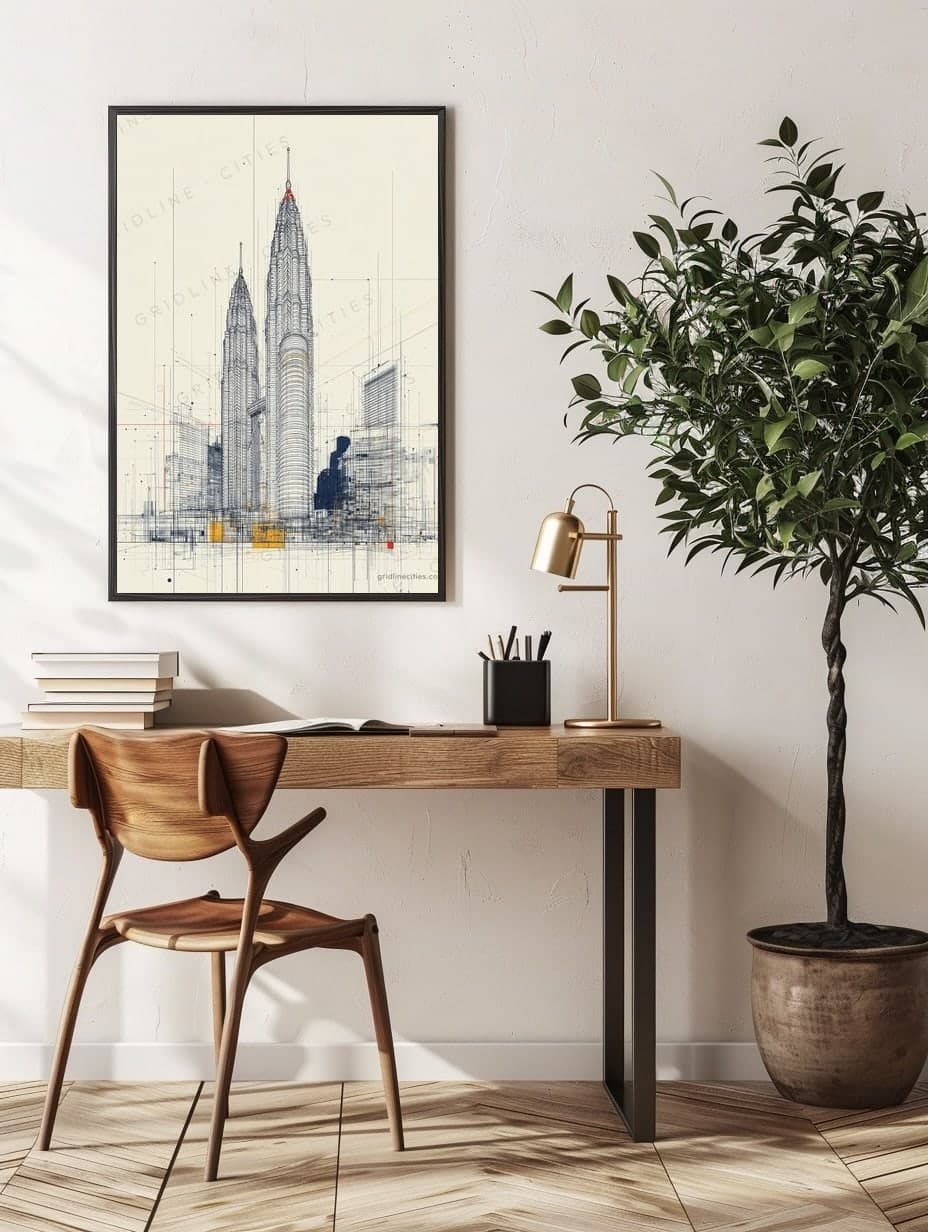 Kuala Lumpur Petronas Towers in an office