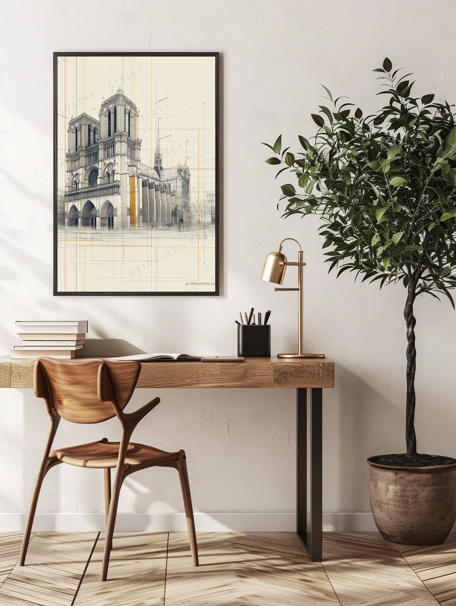 Paris Notre-Dame Cathedral in an office