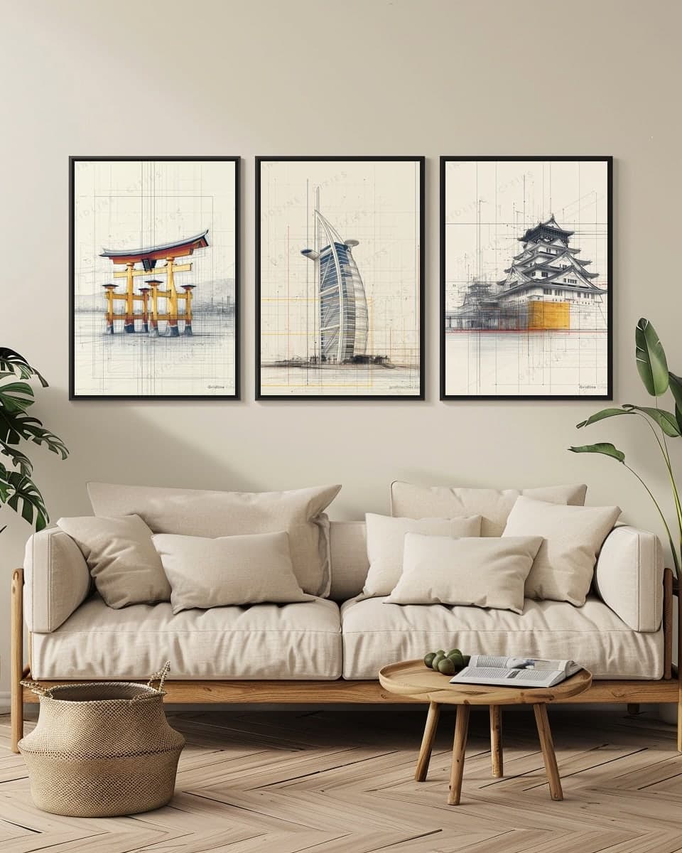 Dubai Burj Al Arab in a living-room triptych