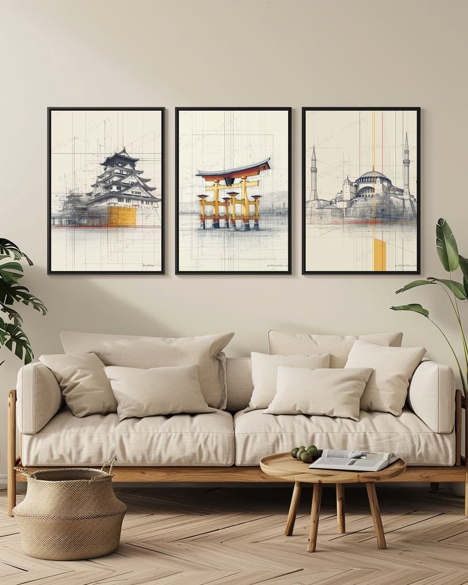 Itsukushima Shrine Miyajima in a living-room triptych
