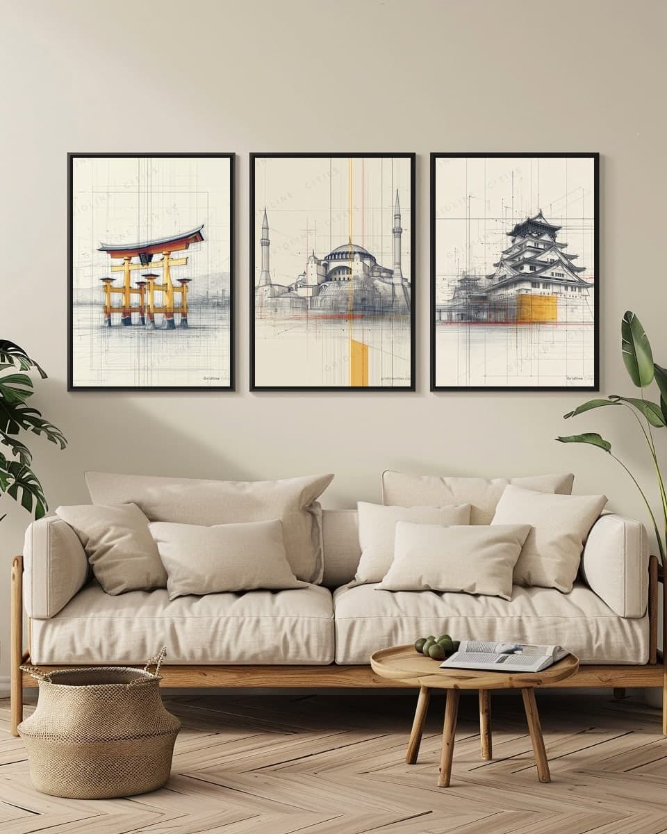 Istanbul Hagia Sophia in a living-room triptych