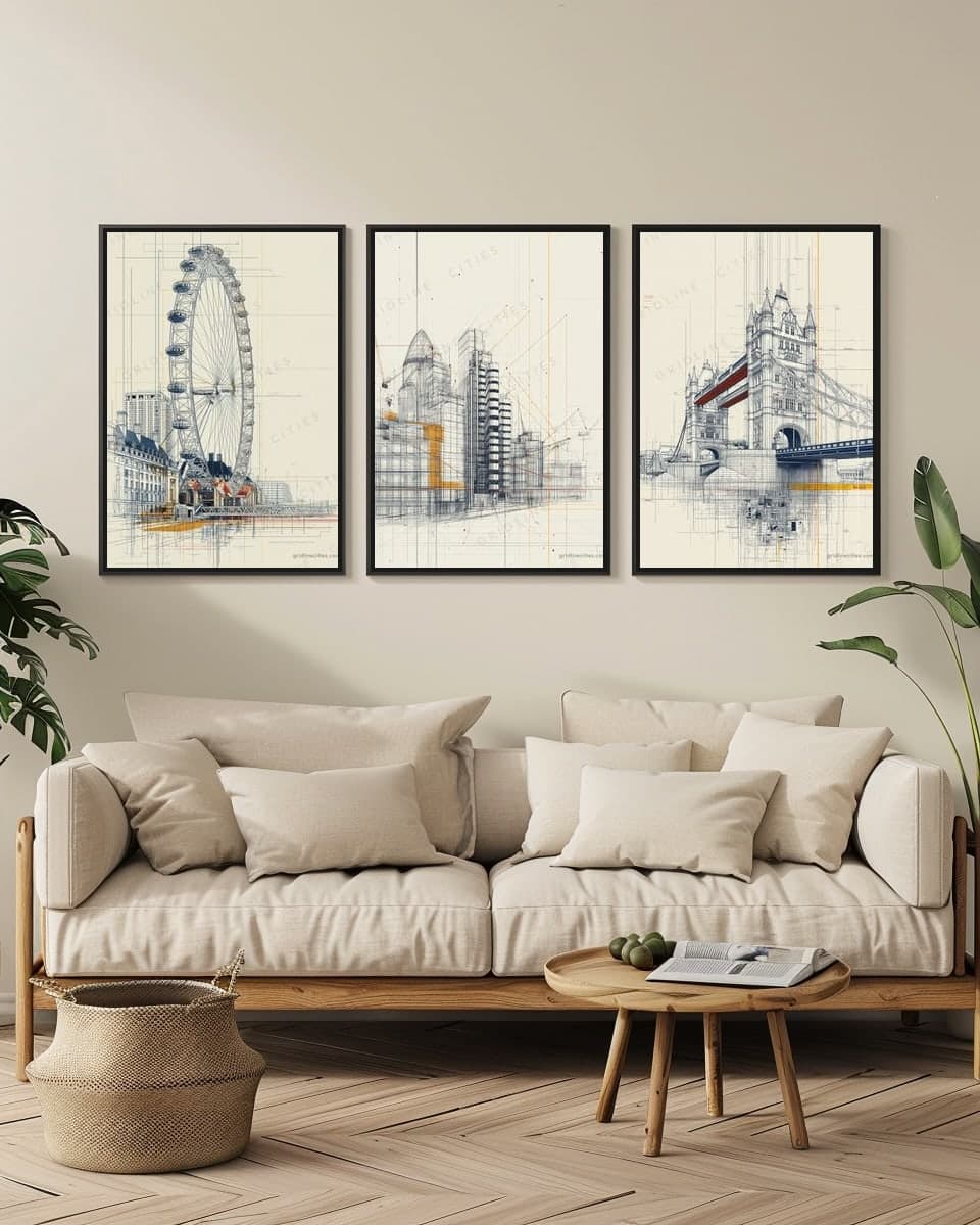 Lloyd's Building in a living-room triptych